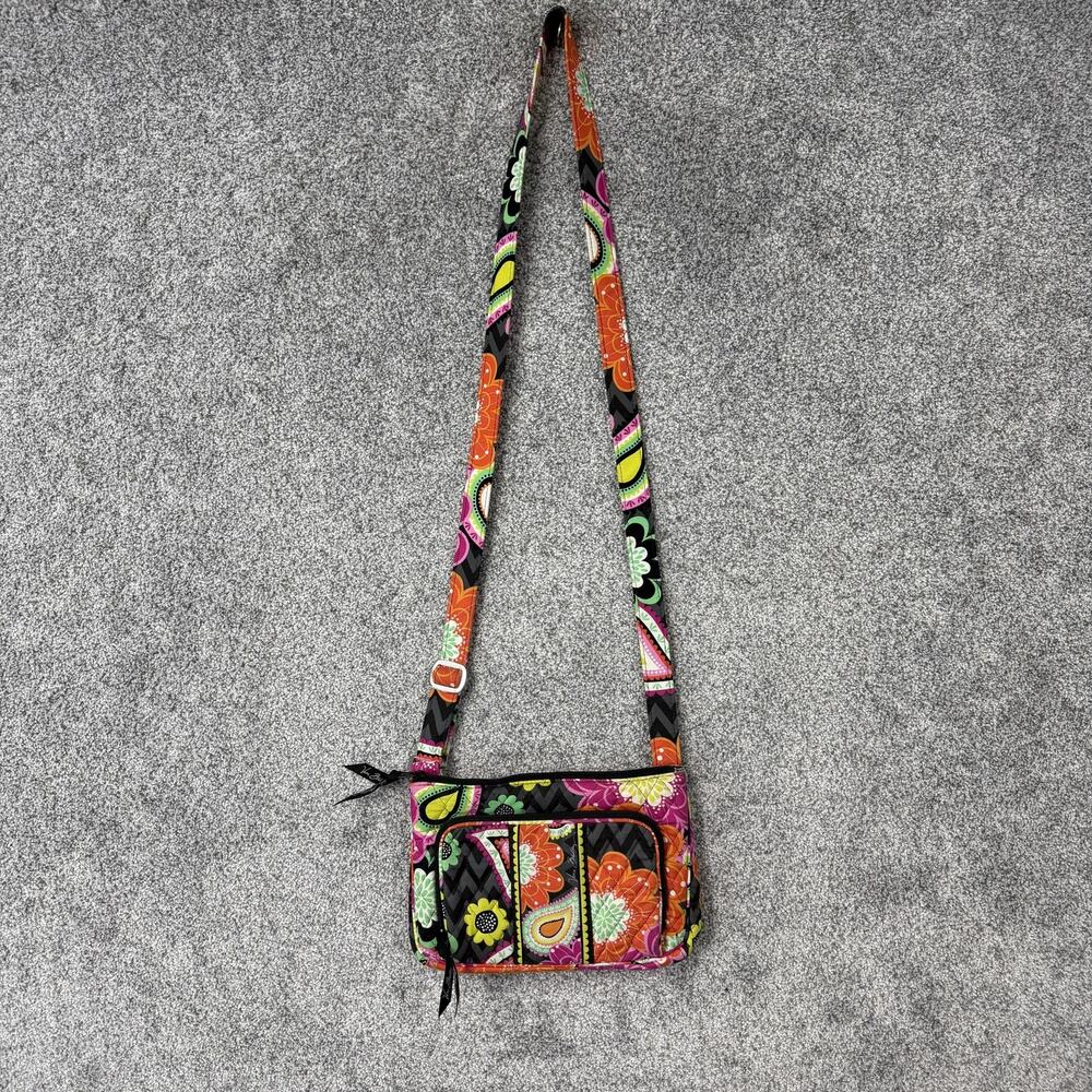 Vera Bradley Crossbody Bag Small Pink Orange Floral Quilted Cotton Boho Travel